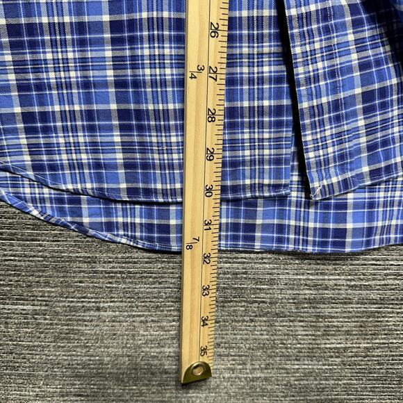 Ralph Lauren Shirt Men's Large Blue Plaid Long Sleeve Button Down Brown Pony - Picture 10 of 14